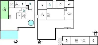 a block diagram of a house at Stunning Home In Roslev With Sauna in Roslev