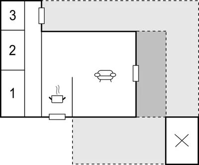 a floor plan of a bathroom with a toilet at Holiday Home Johnsvej Thisted V in Thisted