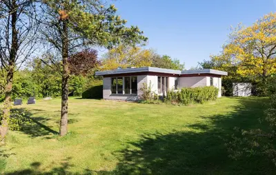 a small house in a yard with a green lawn at Holiday Home Bjarkesvej in Farsø