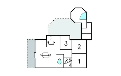 a drawing of a floor plan of a house at Cozy Home In Vestervig With Sauna in Vestervig