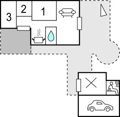 a floor plan of a house with a car at 3 Bedroom Nice Home In Hurup Thy in Sønder Ydby
