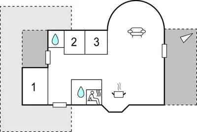 a block diagram of a bathroom with two toilets at Awesome Home In Lemvig With Kitchen in Lemvig