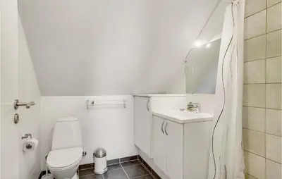 a white bathroom with a toilet and a sink at Stunning Apartment In Lemvig With Wifi in Lemvig