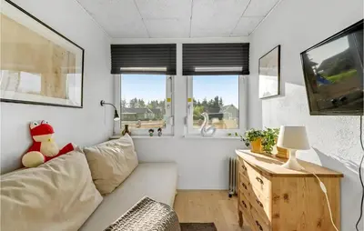 a living room with a couch and a tv at 3 Bedroom Beautiful Home In Vemb in Vemb