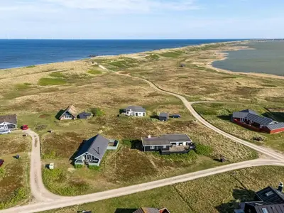 an aerial view of homes on an island in the ocean at Holiday Home Sofie - 150m from the sea by Interhome in Lemvig