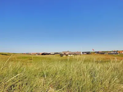 a field of tall grass with houses in the background at Holiday Home Egidia - 50m from the sea by Interhome in Lemvig