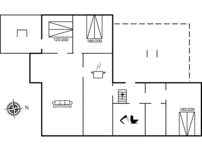 a floor plan of a house at Holiday Home Orvo - 150m from the sea by Interhome in Harboør