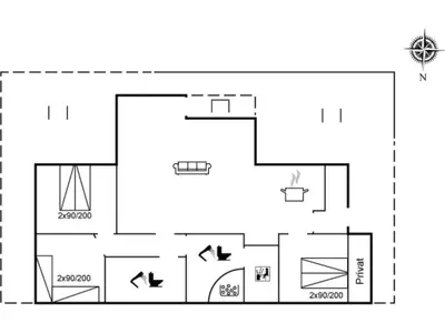 a floor plan of a house at Holiday Home Hildegunda - 950m from the sea by Interhome in Harboør