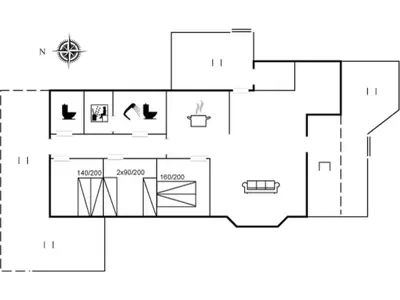 a floor plan of a house at Holiday Home Suometar - 400m from the sea by Interhome in Torsted