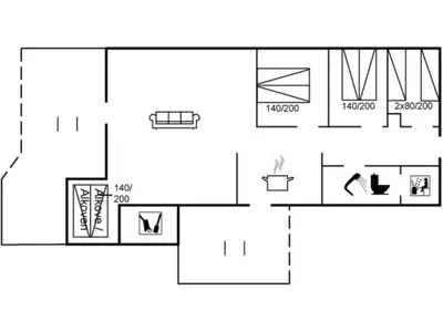 a floor plan of a small house at Holiday Home Suleika - 900m from the sea by Interhome in Torsted