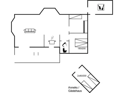 a schematic diagram of a house at Holiday Home Majgull - 150m from the sea by Interhome in Torsted