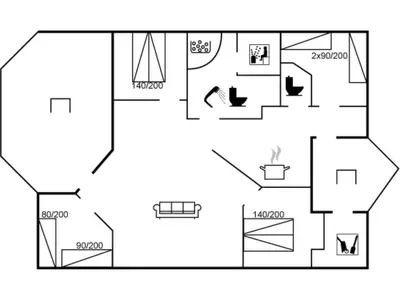 a floor plan of a house at Holiday Home Ivar - 900m from the sea by Interhome in Torsted