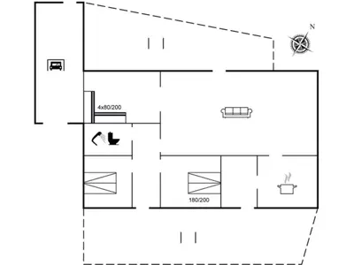 a floor plan of a house at Holiday Home Fridolina - 200m from the sea by Interhome in Torsted