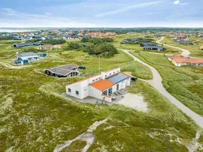 an overhead view of a white building on a grass field at Holiday Home Teijo - 400m from the sea by Interhome in Torsted