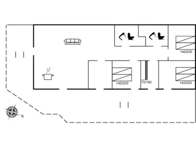 a floor plan of a house with a line graph at Holiday Home Marthine - 200m from the sea by Interhome in Løkken
