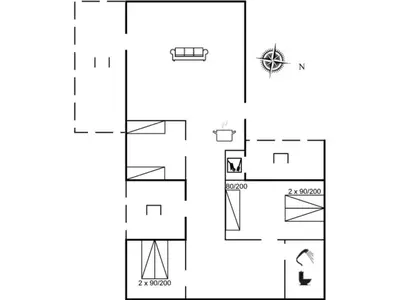 a schematic diagram of the proposed layout of a house at Holiday Home Thorfrid - 150m from the sea by Interhome in Løkken