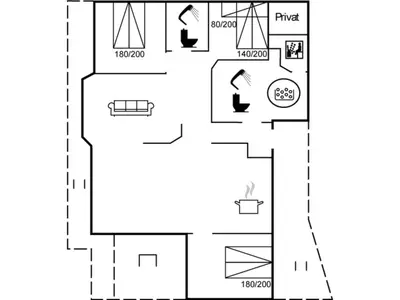 a floor plan of a house at Holiday Home Danica - 175m from the sea by Interhome in Løkken