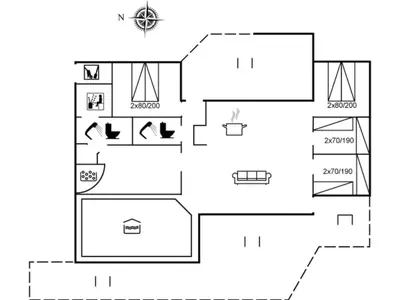 a floor plan of a house at Holiday Home Gorica - 450m from the sea by Interhome in Løkken