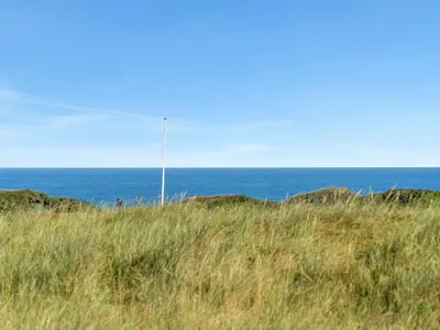 a field of grass with the ocean in the background at Holiday Home Lauri - 350m from the sea by Interhome in Løkken