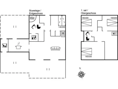 a floor plan of a house at Holiday Home Ingmarie - 1km from the sea by Interhome in Blokhus