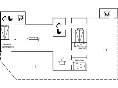 a block diagram of a bathroom with a toilet at Holiday Home Arwen - 200m from the sea by Interhome in Blokhus