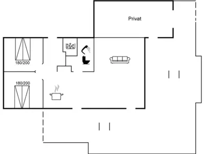 a floor plan of a small house at Holiday Home Erk - 700m from the sea by Interhome in Blokhus