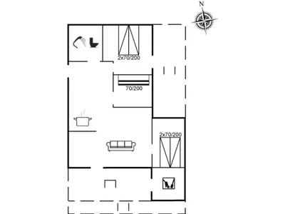 a floor plan of a house at Holiday Home Anthonia - 1-6km from the sea by Interhome in Blokhus