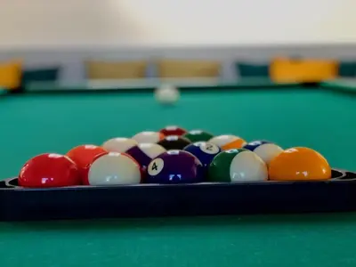 a group of billiard balls on a pool table at Holiday Home Ancel - 1-7km from the sea by Interhome in Blokhus
