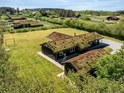 an overhead view of a house with grass roofs at Holiday Home Ricus - 1-8km from the sea by Interhome in Saltum