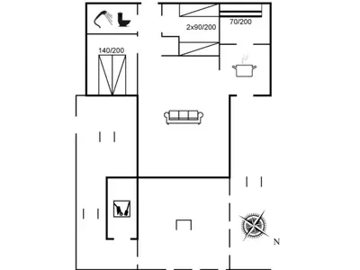 a floor plan of a house at Holiday Home Maini - 600m from the sea by Interhome in Saltum