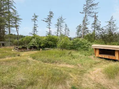 a building in a field with trees in the background at Holiday Home Jorek - 1-3km from the sea by Interhome in Saltum
