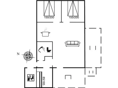a floor plan of a house at Holiday Home Gerwer - 700m from the sea by Interhome in Saltum