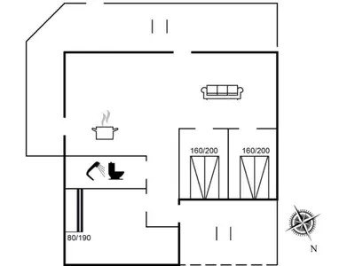 a floor plan of a house at Holiday Home Soyala - 400m from the sea by Interhome in Harboør