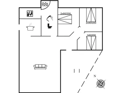 a schematic diagram of a house at Holiday Home Ernbiorn - from the sea by Interhome in Harboør