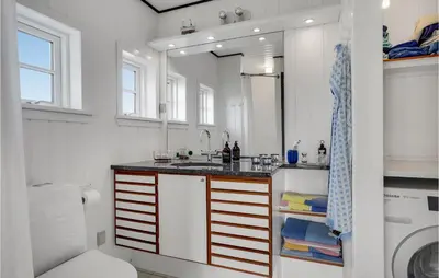 a bathroom with a sink and a toilet at Awesome Home In Fjerritslev With Wifi in Fjerritslev