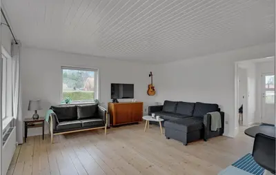 a living room with two couches and a tv at Cozy Home In Nykøbing M With Wifi in Refshammer
