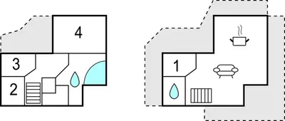 two diagrams of a bathroom with four floors at Lovely Home In Thisted With Kitchen in Thisted