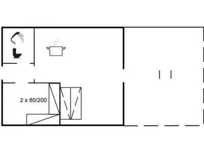 a floor plan of a small room with a fireplace at Apartment Rejhana - 500m to the fjord by Interhome in Øsløs