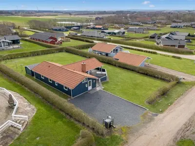 an aerial view of a house with a yard at Holiday Home Loviisa - 300m to the fjord by Interhome in Vinderup