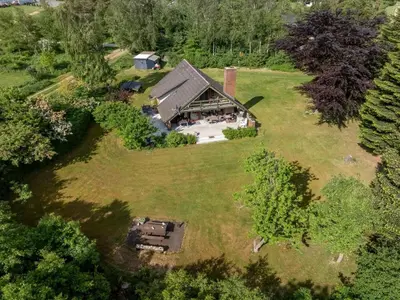 an overhead view of a large house on a lawn at Holiday Home Paale - 200m to the fjord by Interhome in Fur