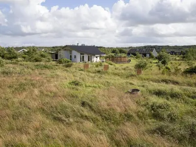 a field of tall grass with a house in the background at Holiday Home Ullvi - 3-8km from the sea by Interhome in Brovst