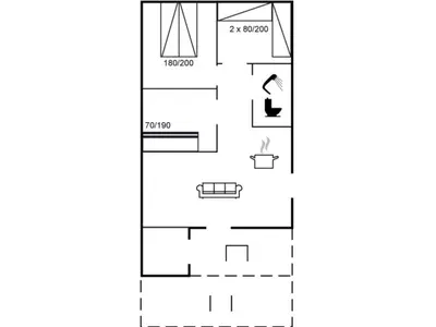 a floor plan of a house with a fireplace at Holiday Home Svantepolk - 1-1km from the sea by Interhome in Pandrup