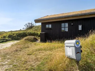 a house with a mailbox in the grass next to a building at Holiday Home Marite - 200m from the sea by Interhome in Pandrup
