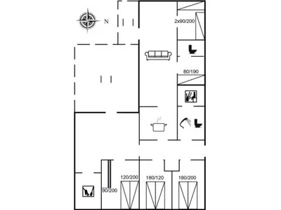 a floor plan of a house at Holiday Home Justine - 600m from the sea by Interhome in Fjerritslev