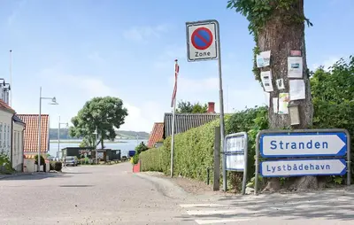 a street sign on the side of a road at Pet Friendly Home In Løgstrup With Wifi in Løgstrup