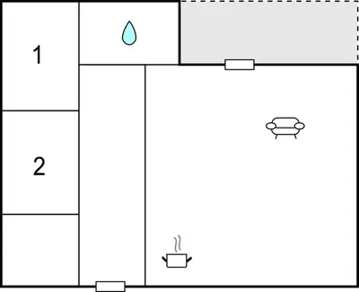a block diagram of a table with a planter at 2 Bedroom Cozy Home In Lemvig in Lemvig